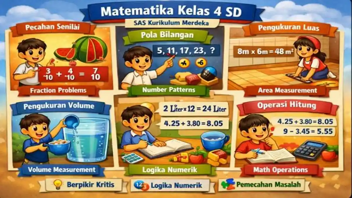 5 Contoh Soal Esai SAS Matematika Kelas 4 SD Semester 2 Kurikulum