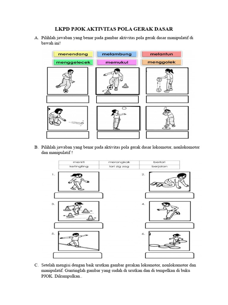 LKPD Pola Gerak Dasar Kelas 2 SD PDF