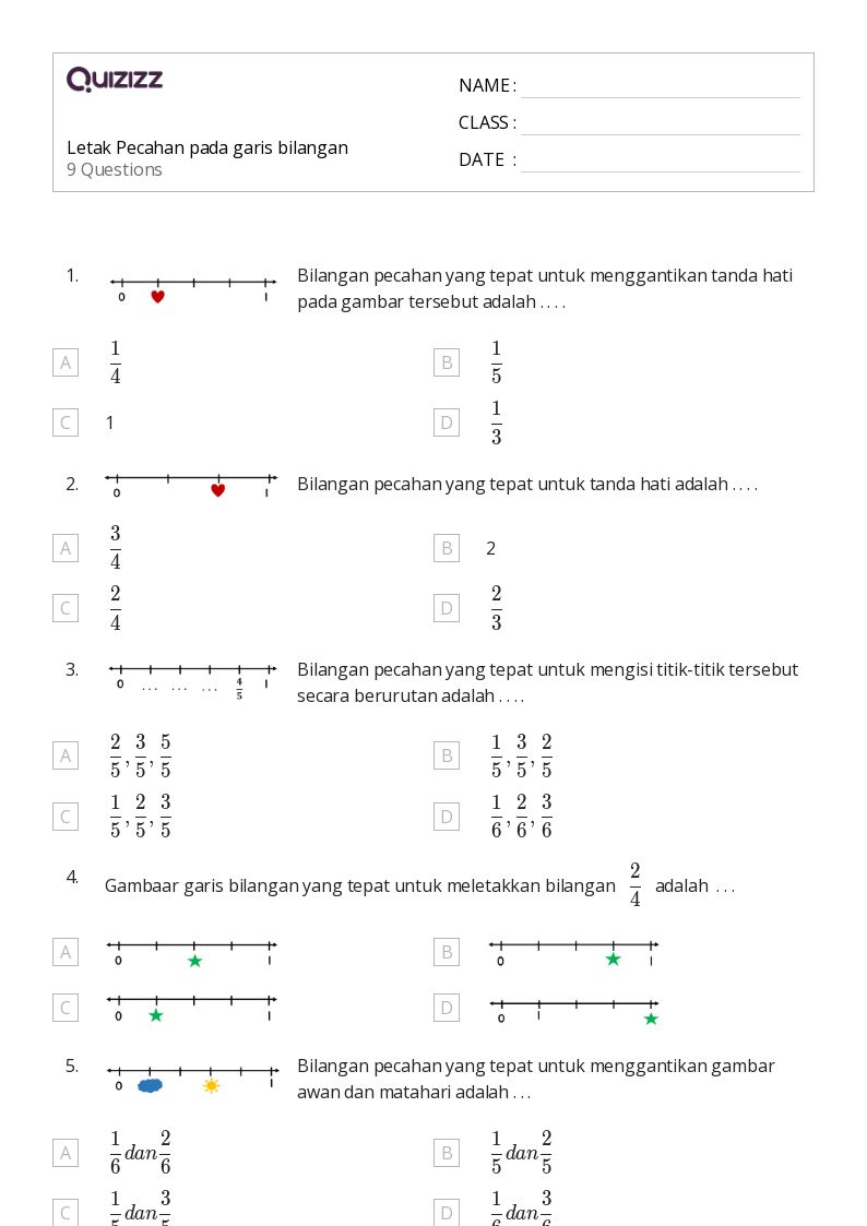 contoh soal garis bilangan kelas 4