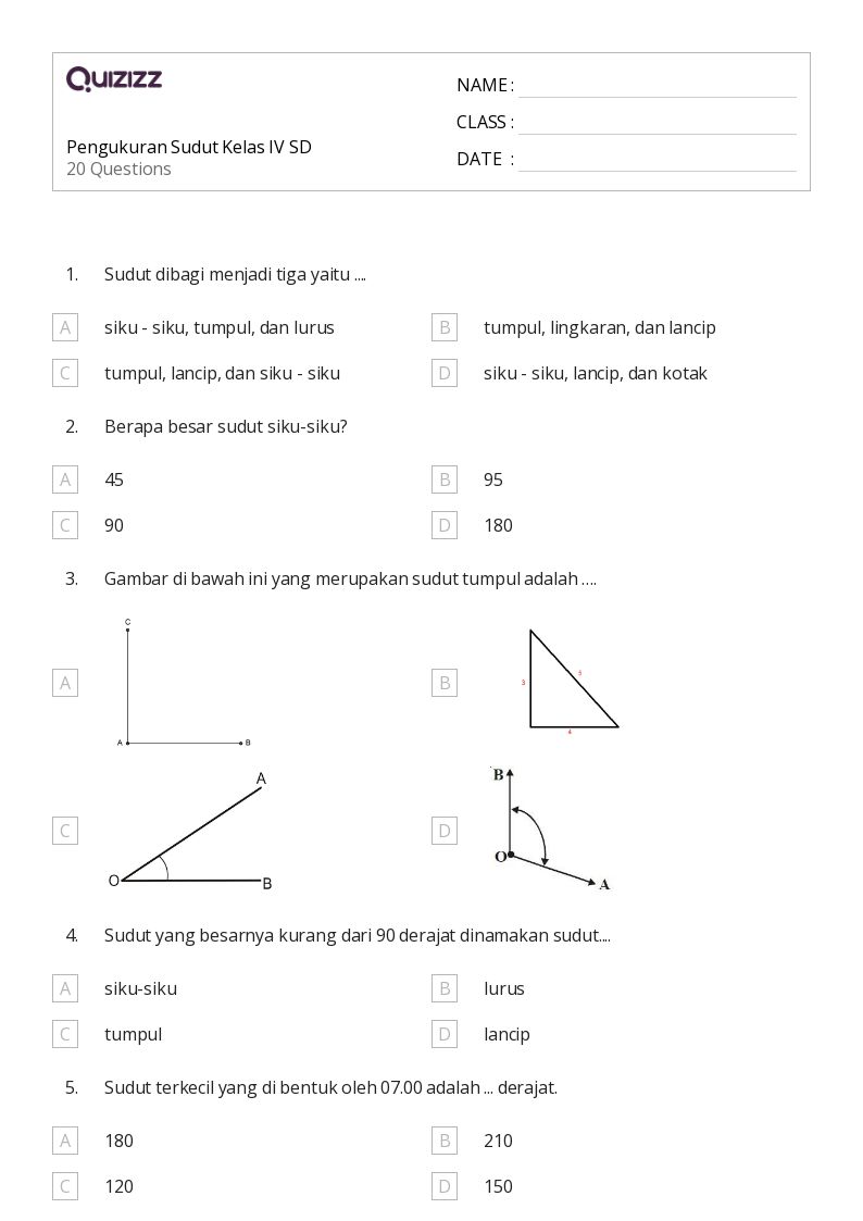 50 lembar kerja Sudut untuk Kelas 6 di Quizizz Gratis Dapat Dicetak