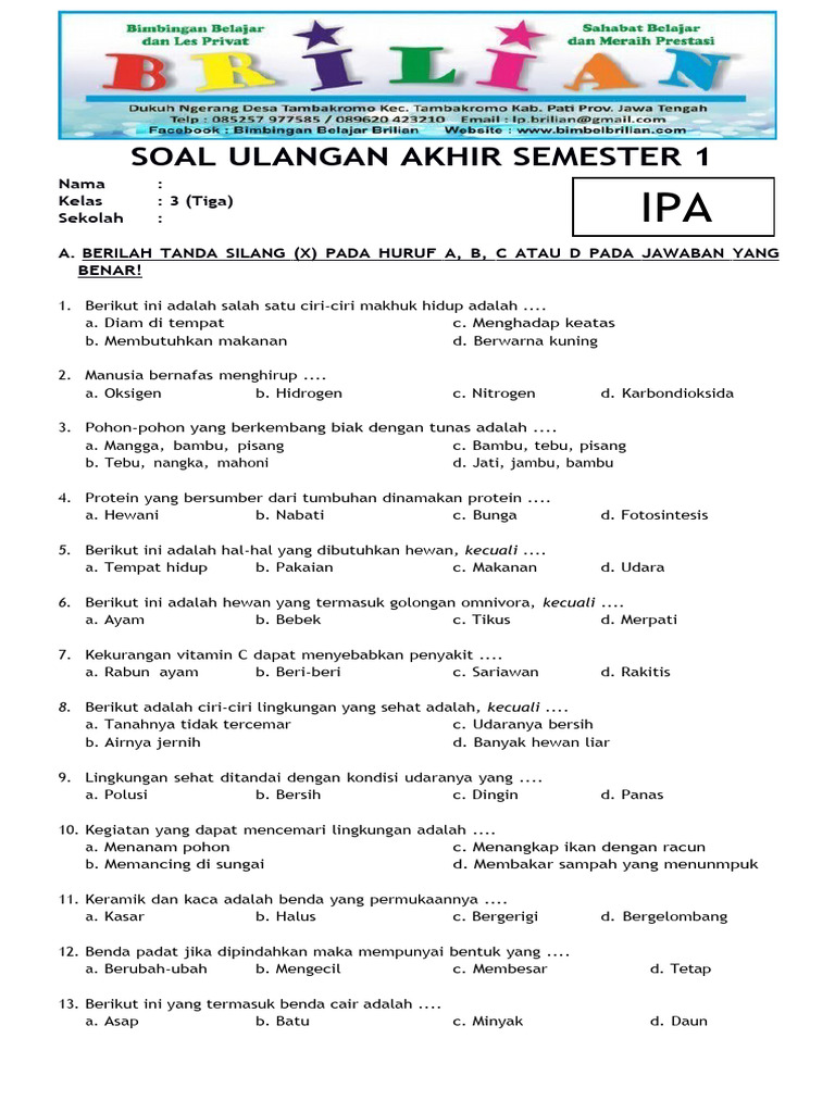 5 Contoh Soal Menjodohkan IPA Kelas 3 SD yang Wajib Dikuasai Siswa Sebelum Ujian Semester 2026