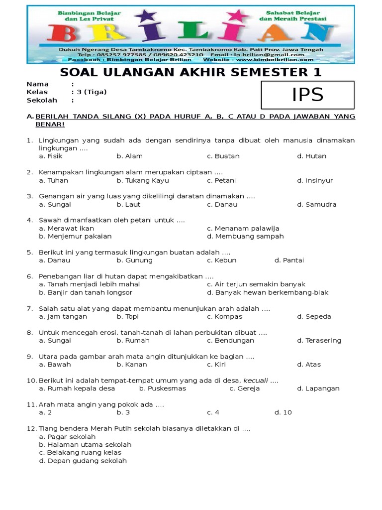 Akhirnya Ditemukan 3 Contoh Soal Menjodohkan IPS Kelas 3 SD yang Wajib Tahu Sebelum Ujian