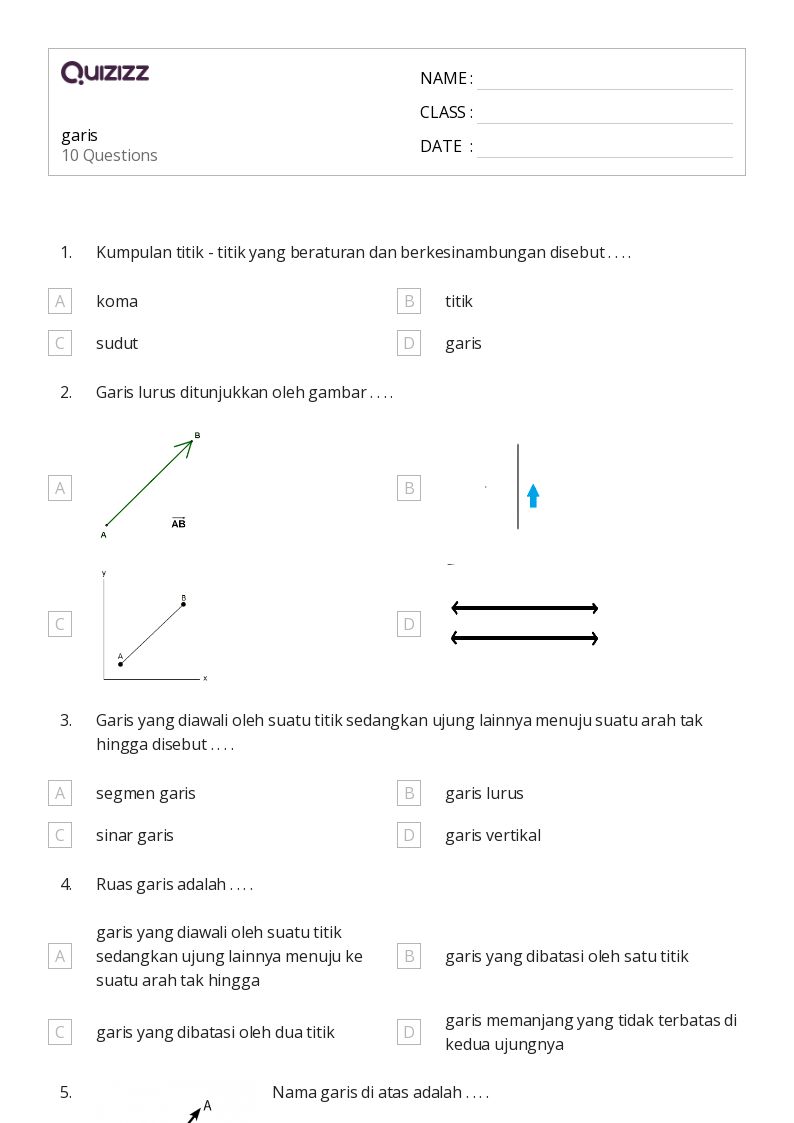50 lembar kerja Garis untuk Kelas 4 di Quizizz Gratis Dapat Dicetak