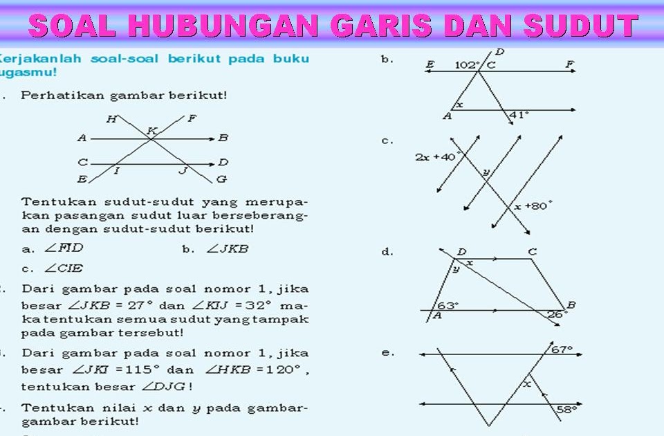 contoh soal menentukan hubungan antar garis kelas 4 sd